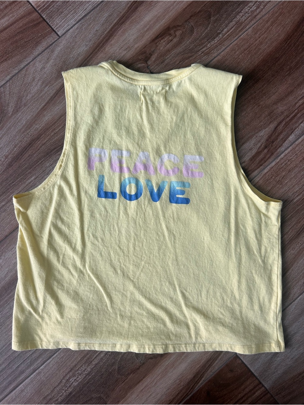 Med Spiritual Gangster Pastel Yellow Muscle Tank w/Heart Peace Sign PEACE LOVE - Picture 3 of 10
